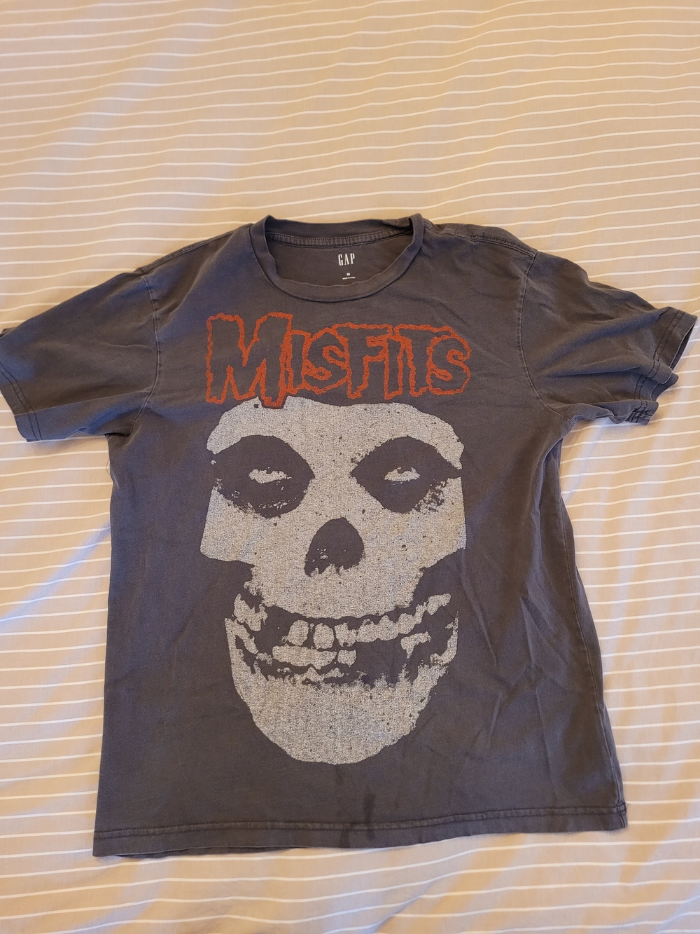 Charcoal Gray Misfits Skull Tee with Red Logo
